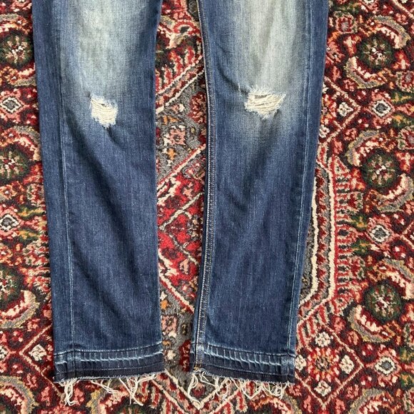 Rag & Bone Denim Stretch Distressed dre Jeans Raw Hem Size 27 Blue - Picture 5 of 8